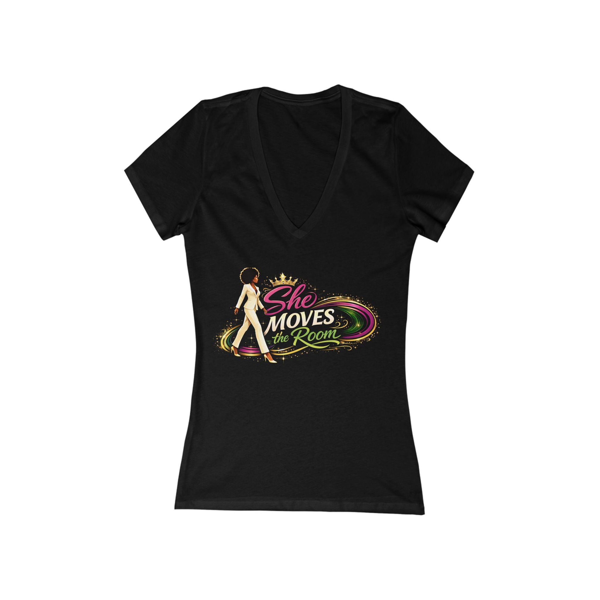 She Moves the Room | Women's V-Neck Tee