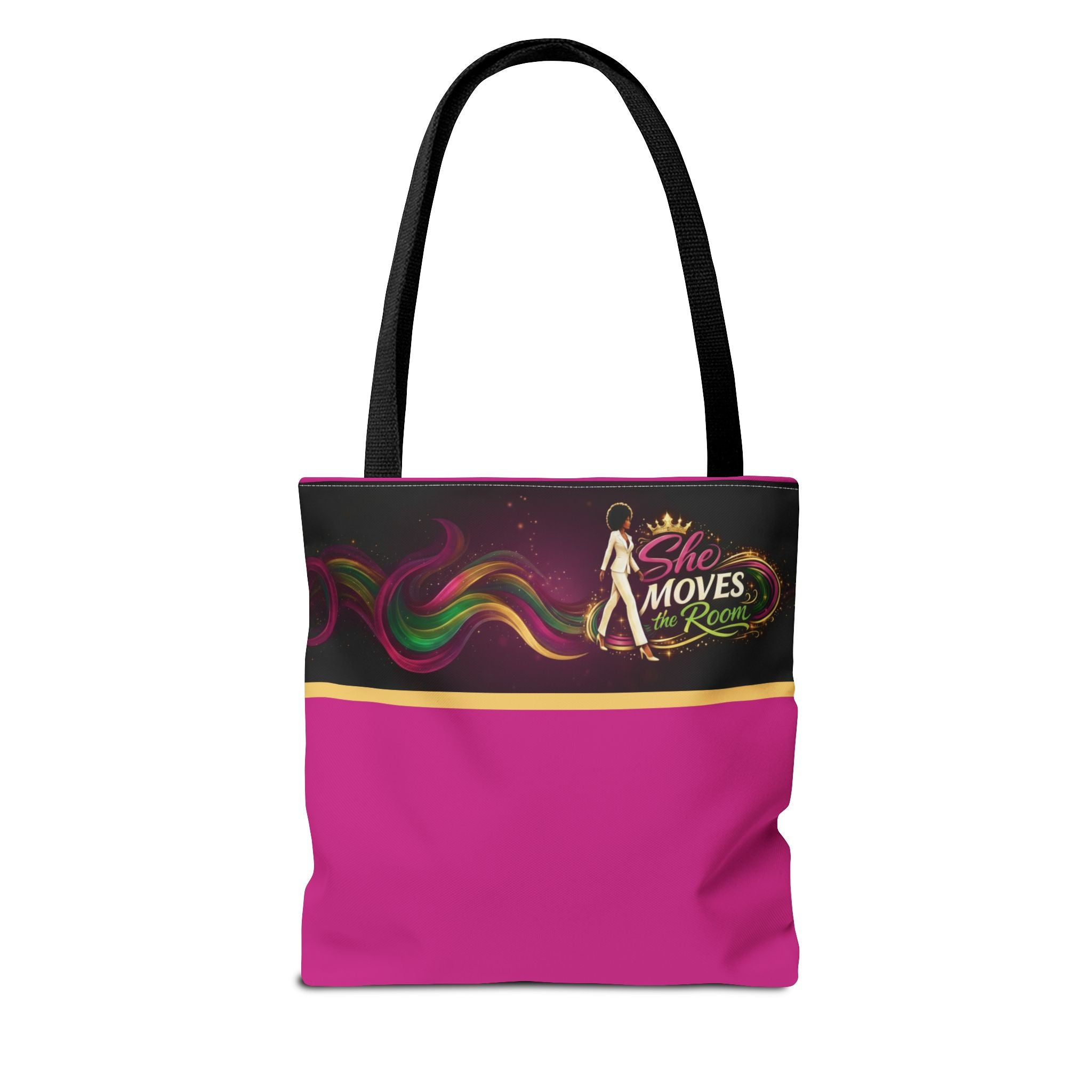 She Moves the Room Tote Bag | Afro Disco Woman Graphic