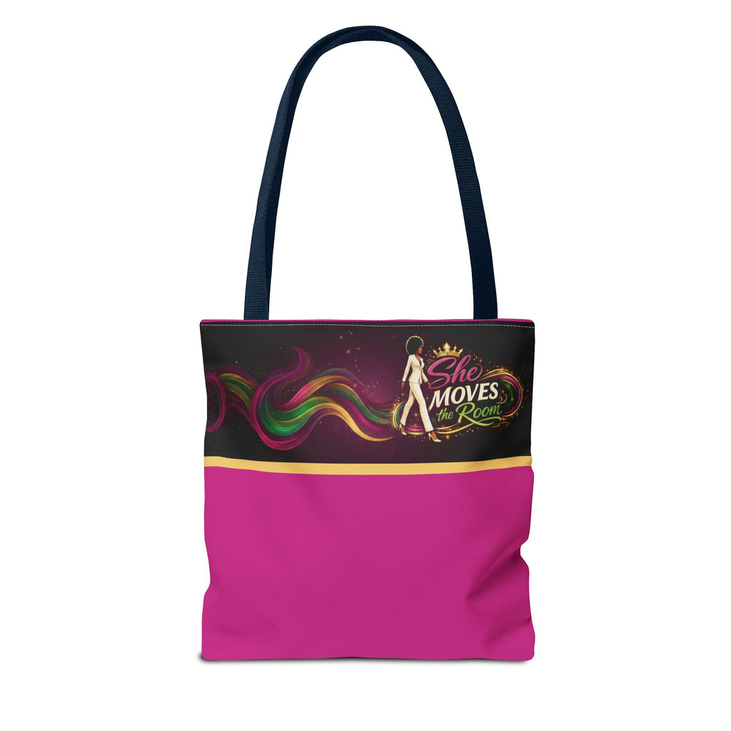 She Moves the Room Tote Bag | Afro Disco Woman Graphic
