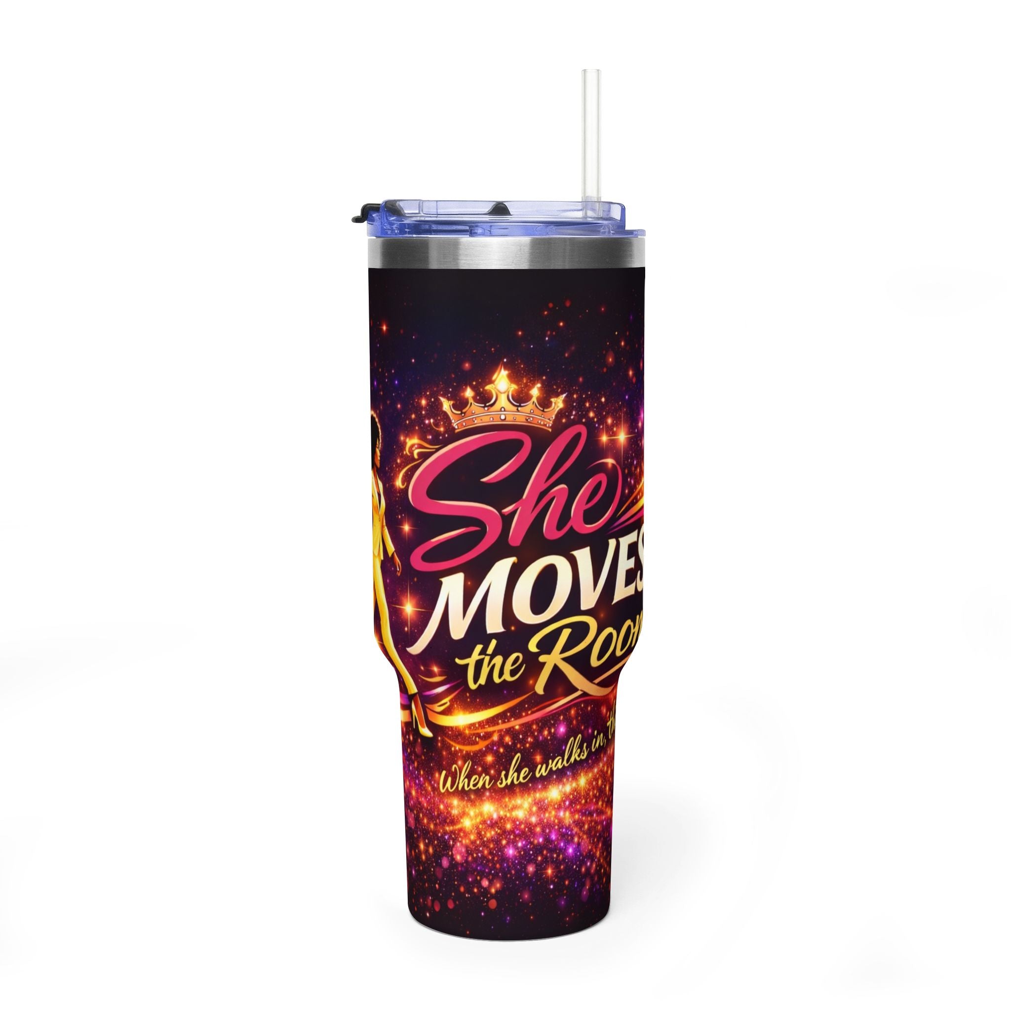 She Moves the Room | 40oz Vacuum Tumbler - Inspirational Afrocentric Travel Mug