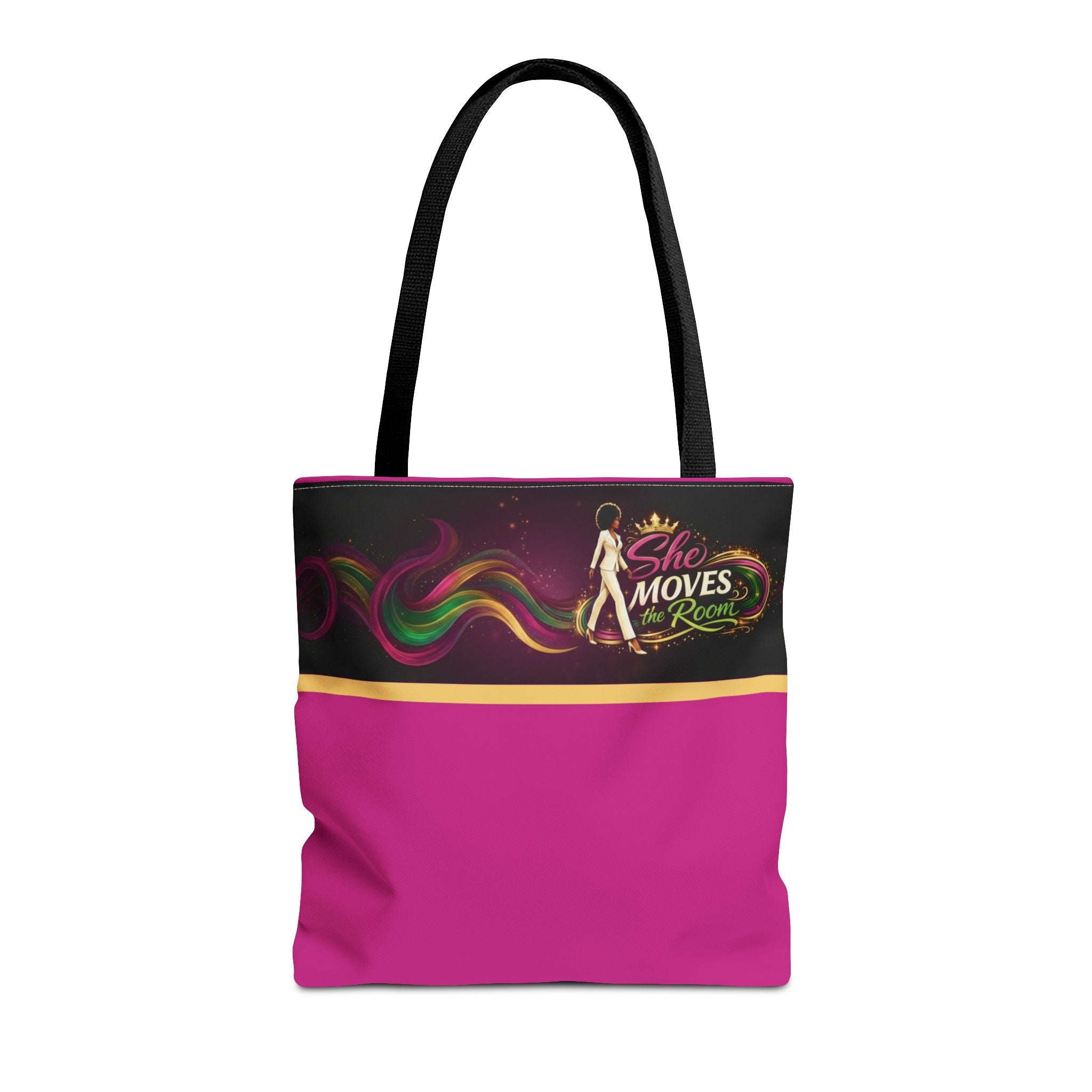 She Moves the Room Tote Bag | Afro Disco Woman Graphic