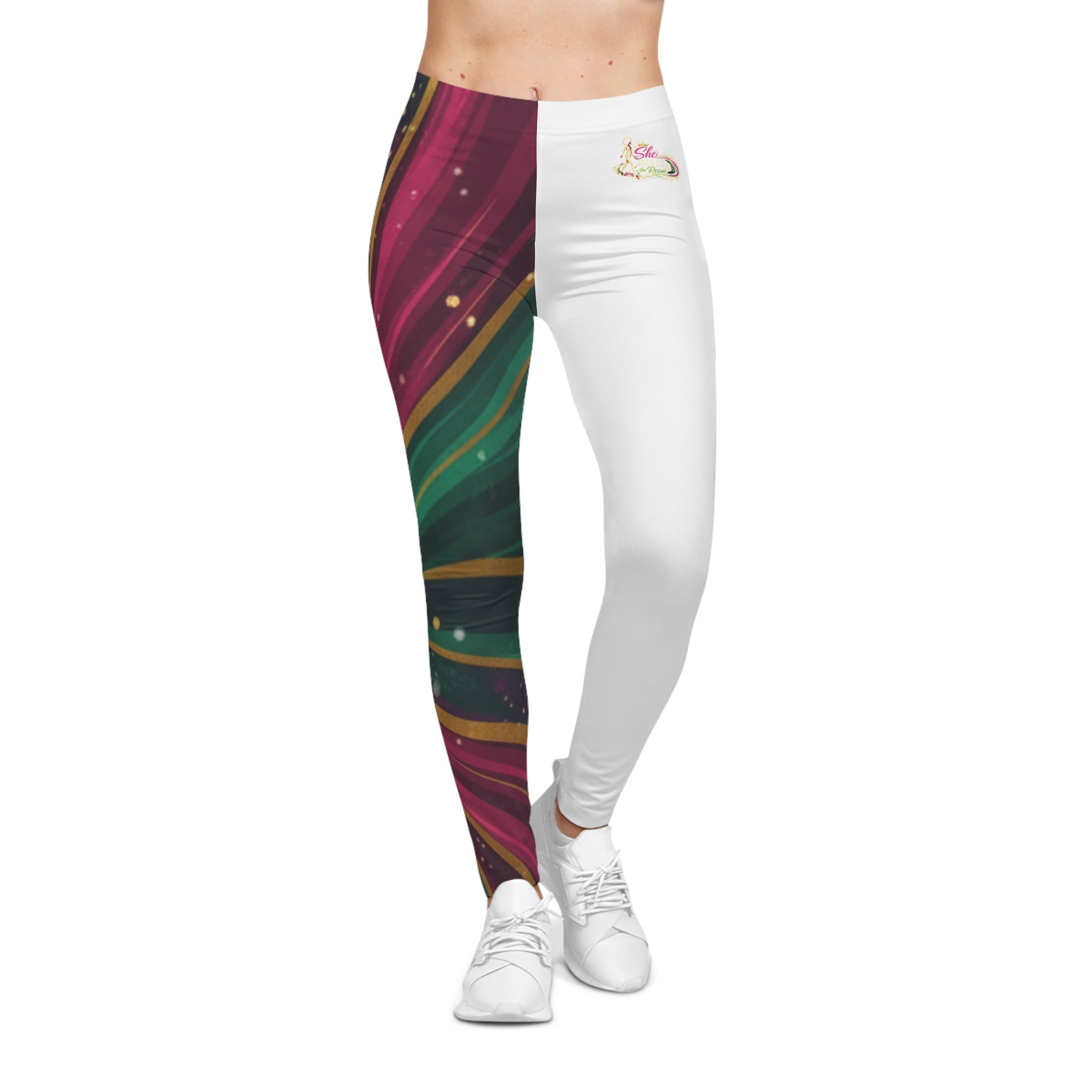 She Moves the Room Abstract Rainbow Wave | -Over All Leggings