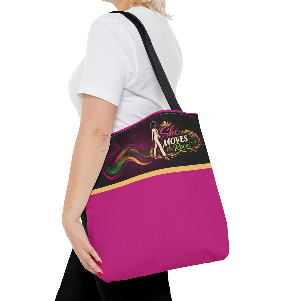 She Moves the Room Tote Bag | Afro Disco Woman Graphic