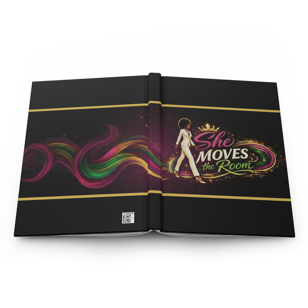 She Moves the Room Hardcover Journal — Empowering Afrocentric Dance-Inspired Notebook