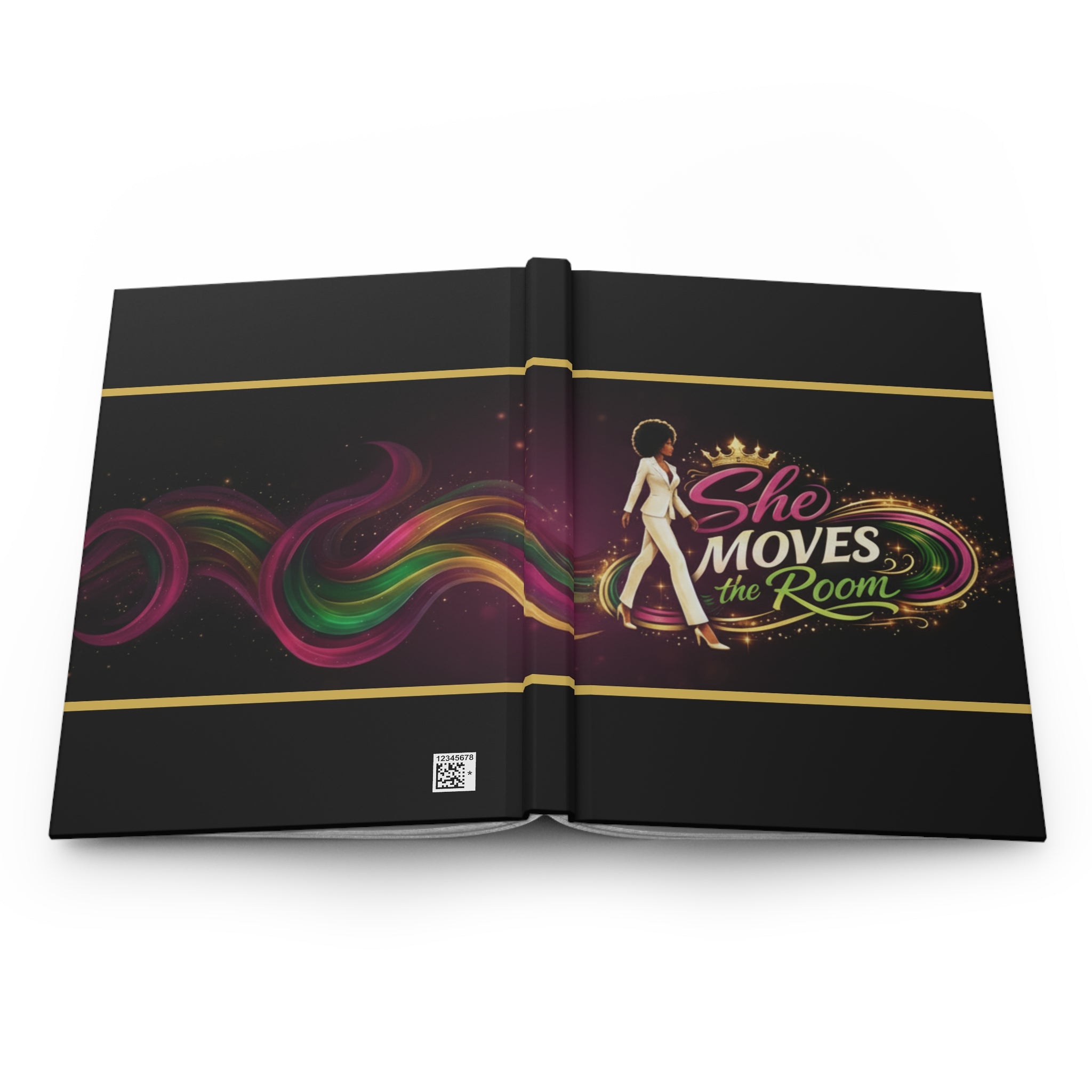 She Moves the Room Hardcover Journal — Empowering Afrocentric Dance-Inspired Notebook