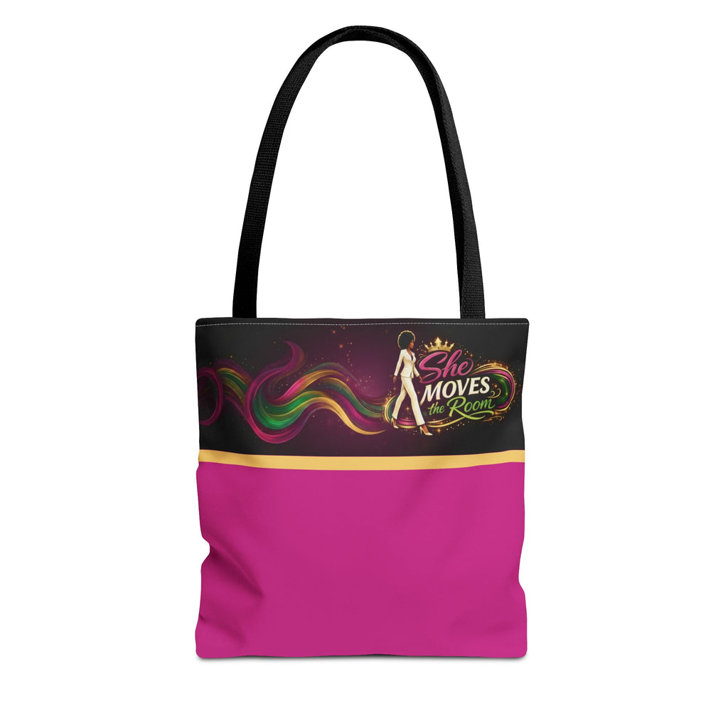 She Moves the Room Tote Bag | Afro Disco Woman Graphic