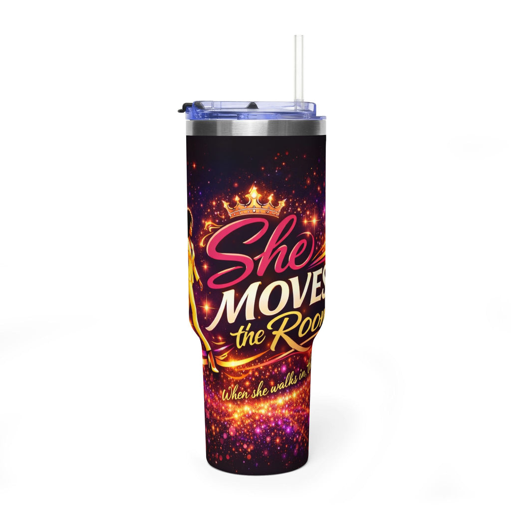 She Moves the Room | 40oz Vacuum Tumbler - Inspirational Afrocentric Travel Mug