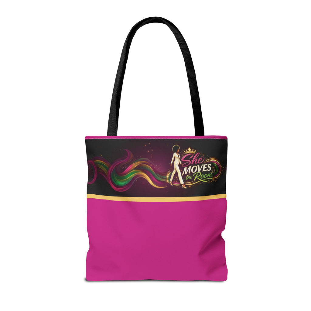 She Moves the Room Tote Bag | Afro Disco Woman Graphic