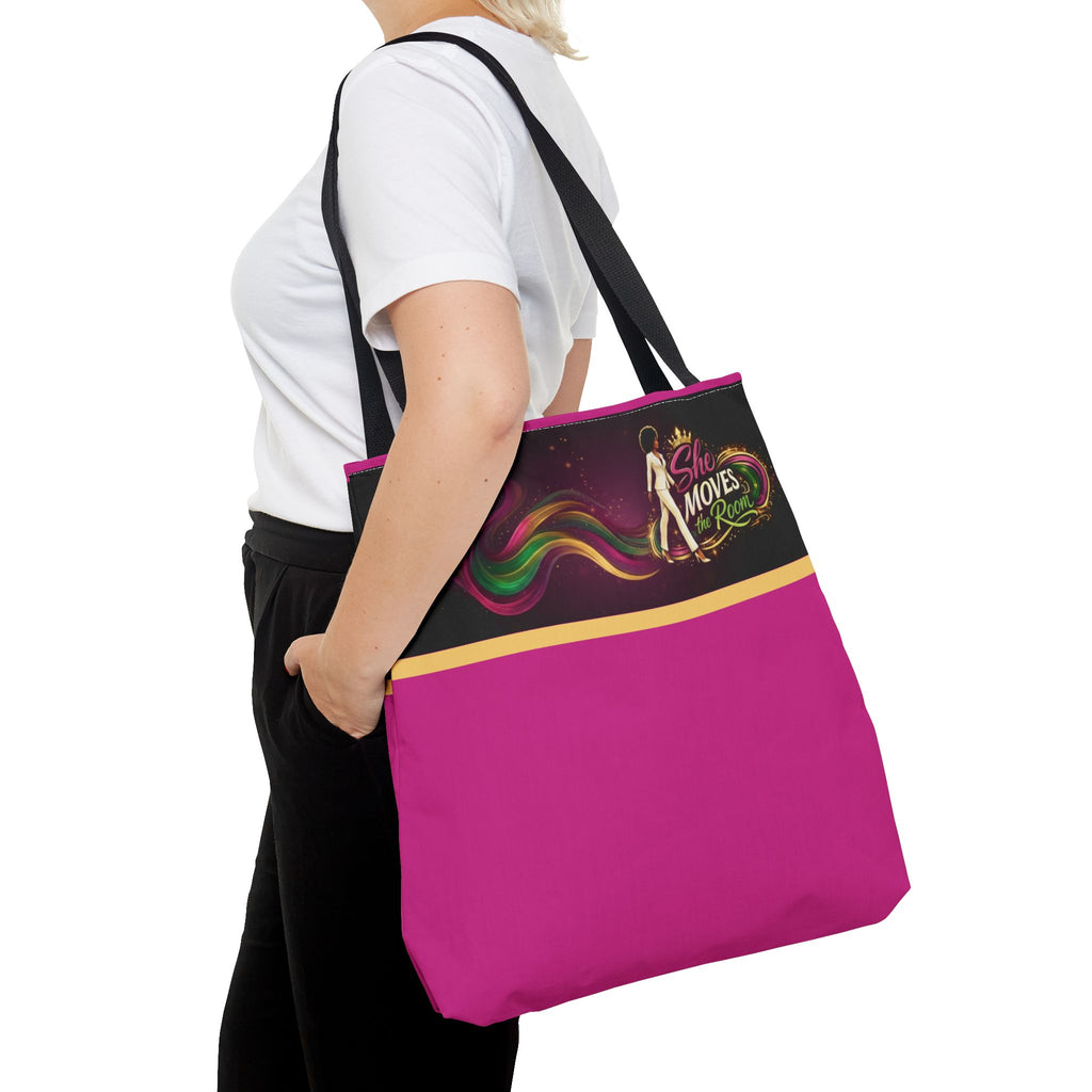 She Moves the Room Tote Bag | Afro Disco Woman Graphic
