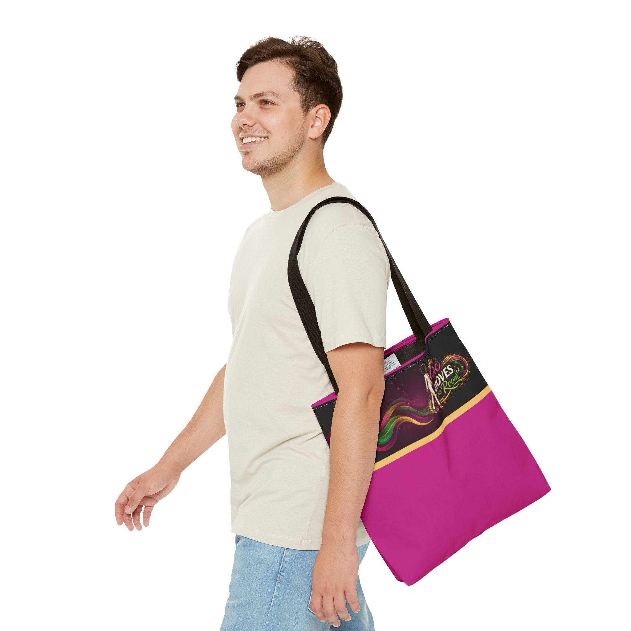 She Moves the Room Tote Bag | Afro Disco Woman Graphic
