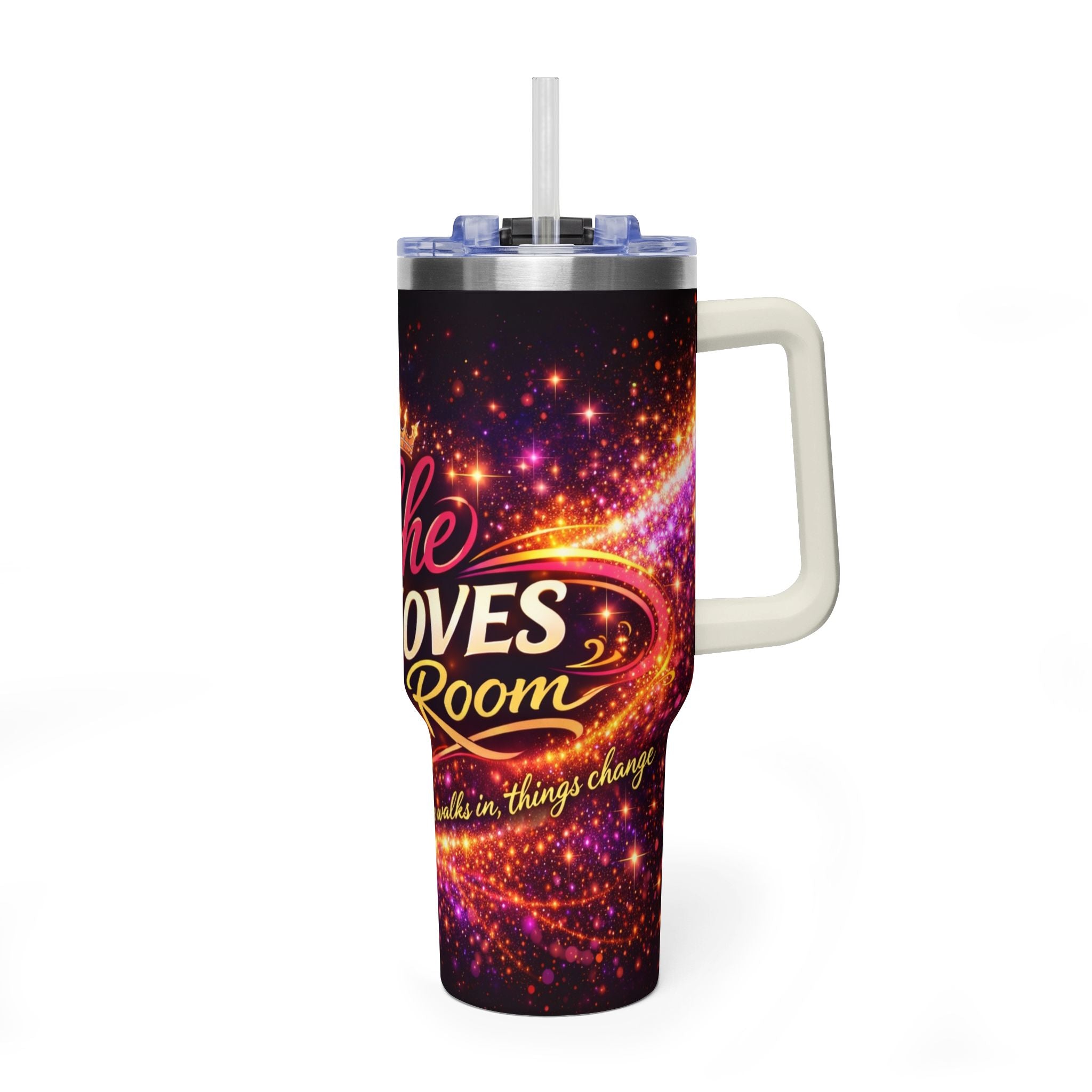 She Moves the Room | 40oz Vacuum Tumbler - Inspirational Afrocentric Travel Mug