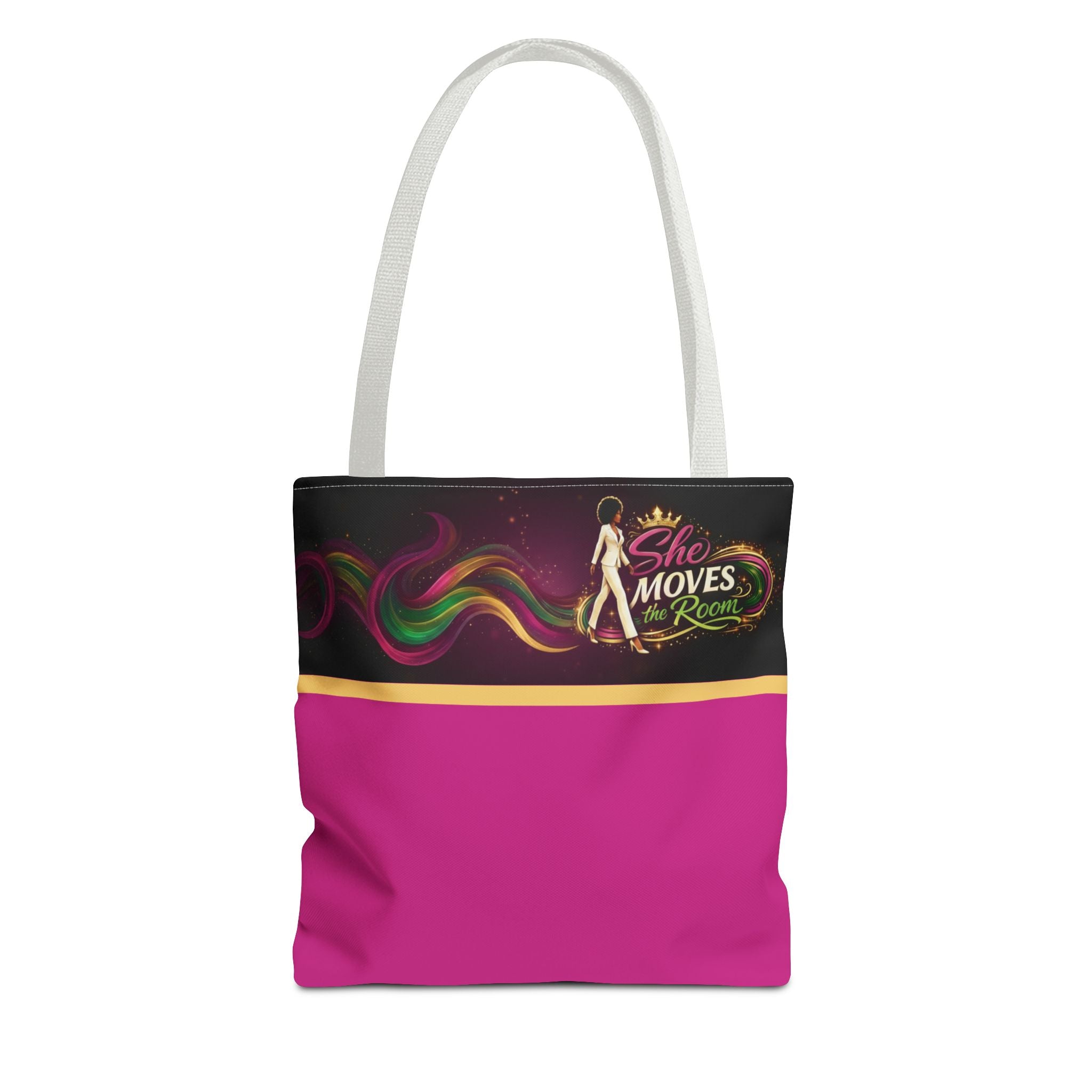 She Moves the Room Tote Bag | Afro Disco Woman Graphic
