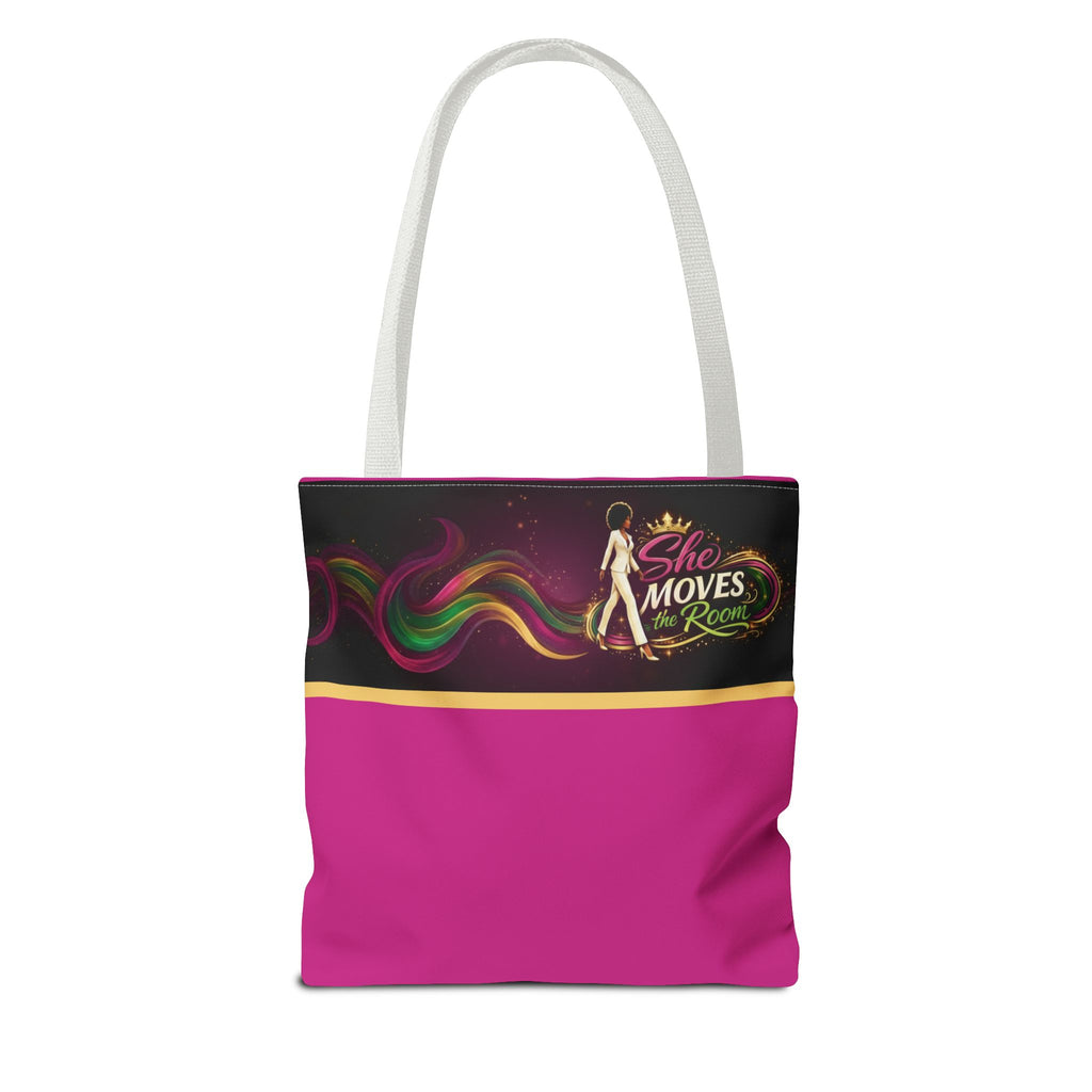 She Moves the Room Tote Bag | Afro Disco Woman Graphic