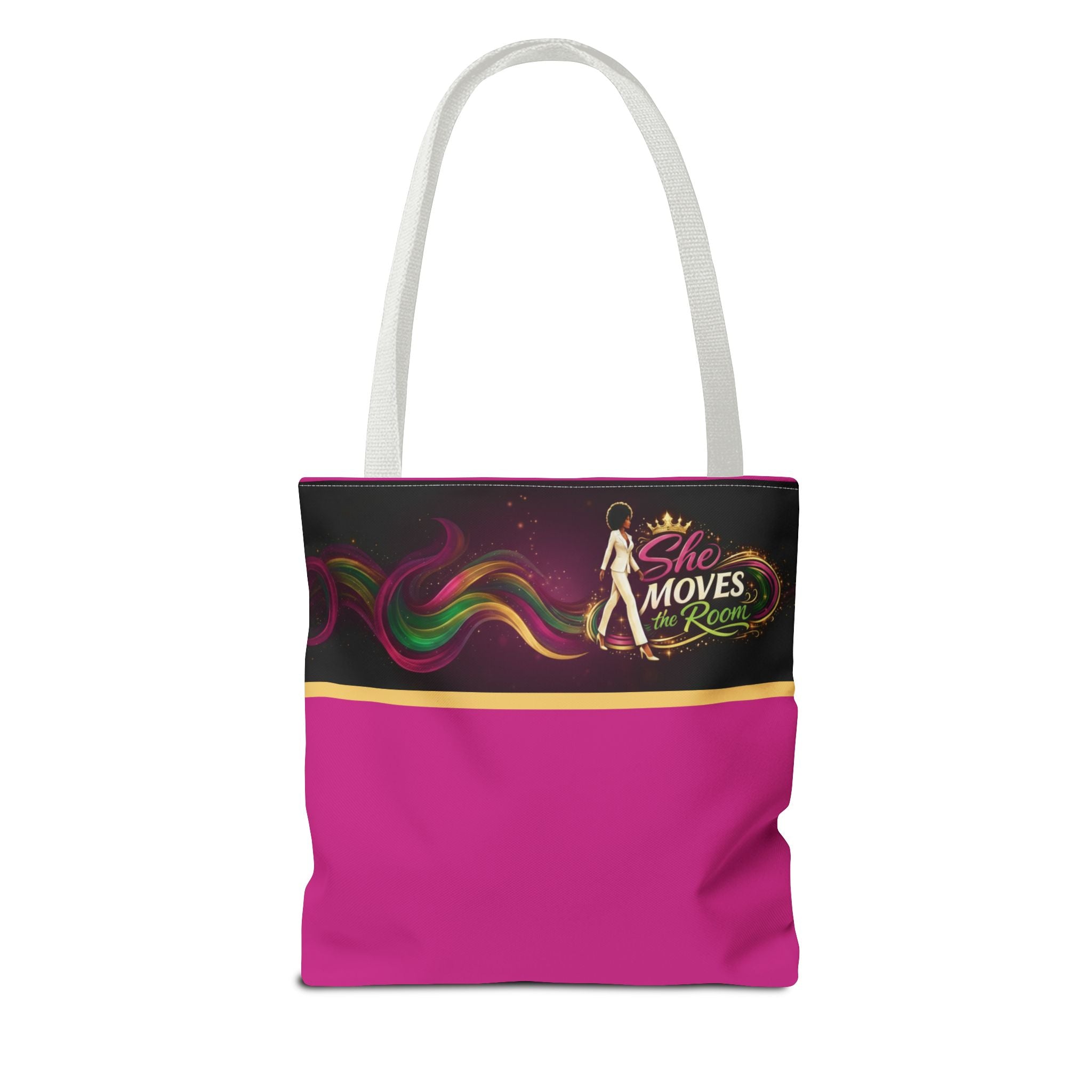 She Moves the Room Tote Bag | Afro Disco Woman Graphic