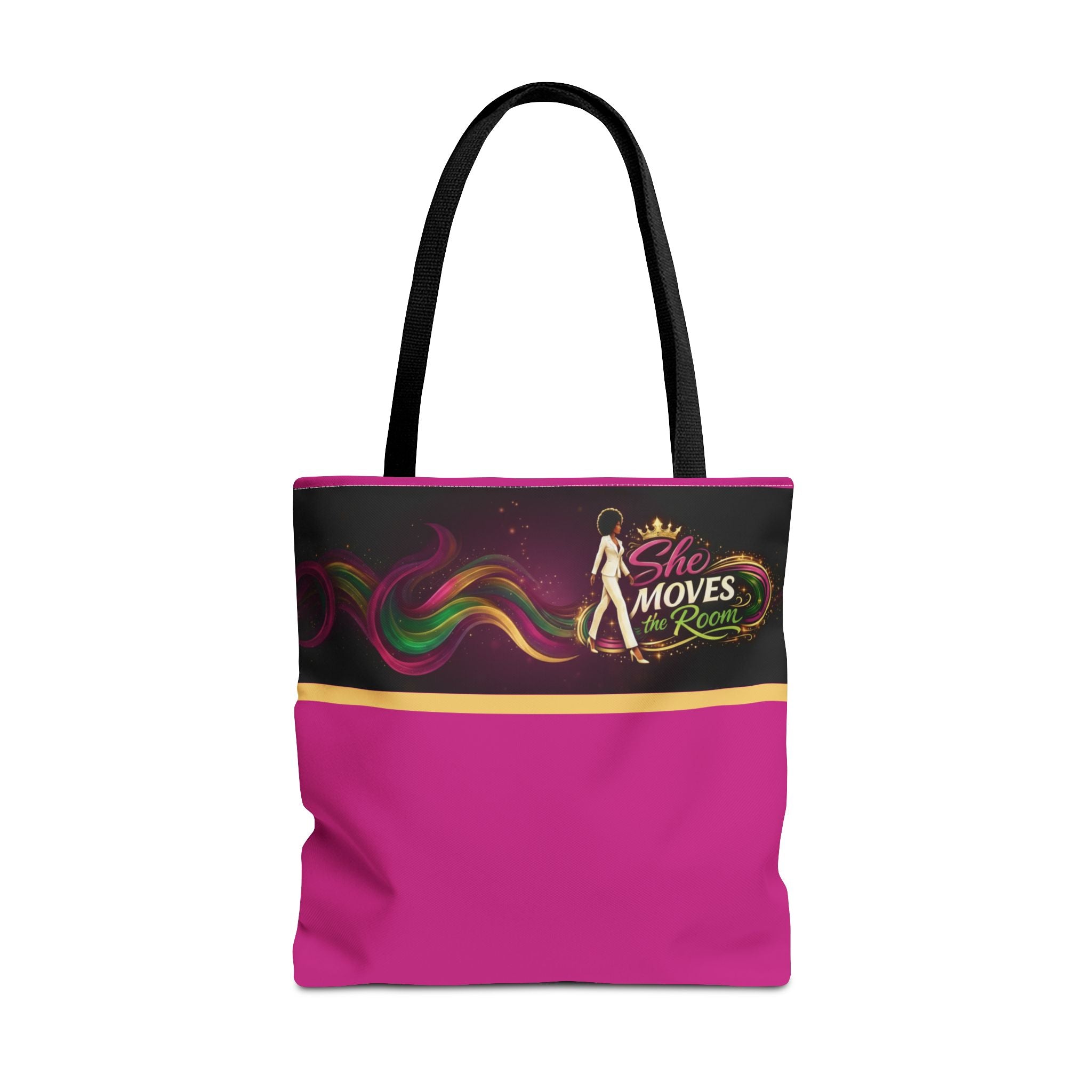 She Moves the Room Tote Bag | Afro Disco Woman Graphic