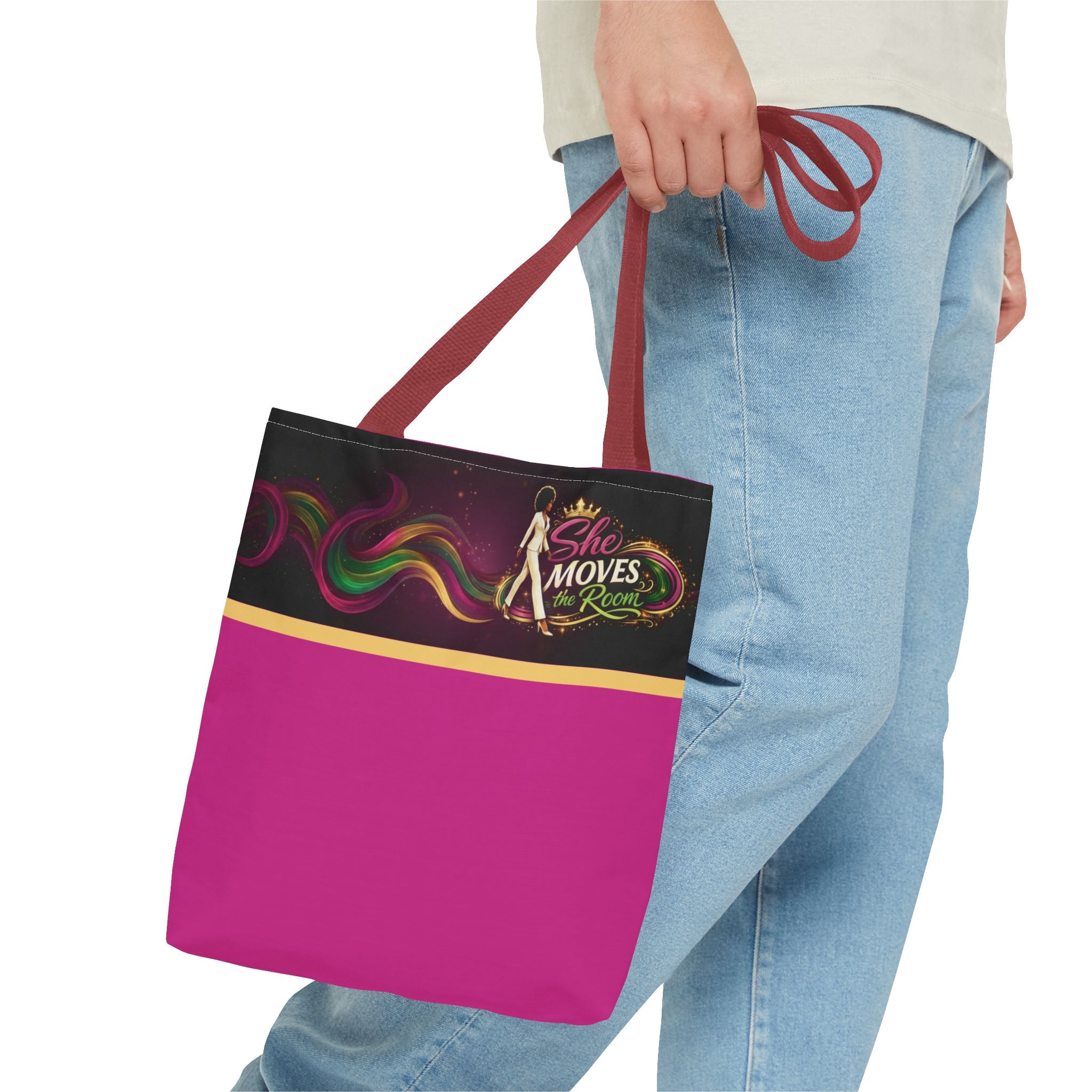 She Moves the Room Tote Bag | Afro Disco Woman Graphic