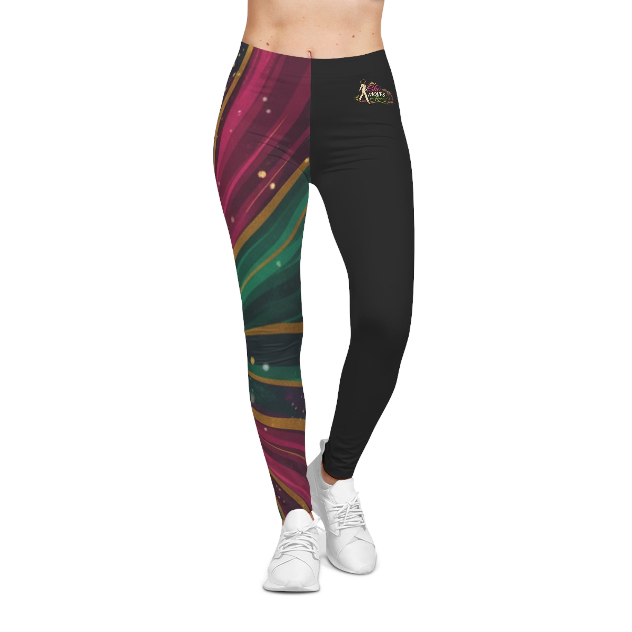 She Moves the Room Abstract Rainbow Wave | All -Over Leggings