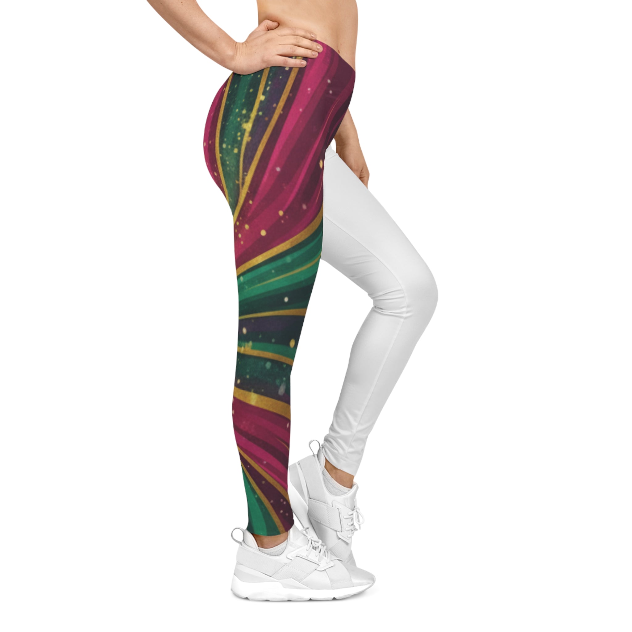 She Moves the Room Abstract Rainbow Wave | -Over All Leggings