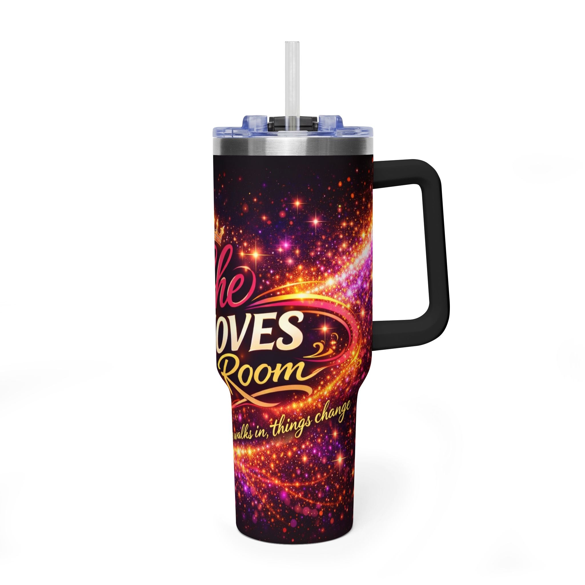 She Moves the Room | 40oz Vacuum Tumbler - Inspirational Afrocentric Travel Mug