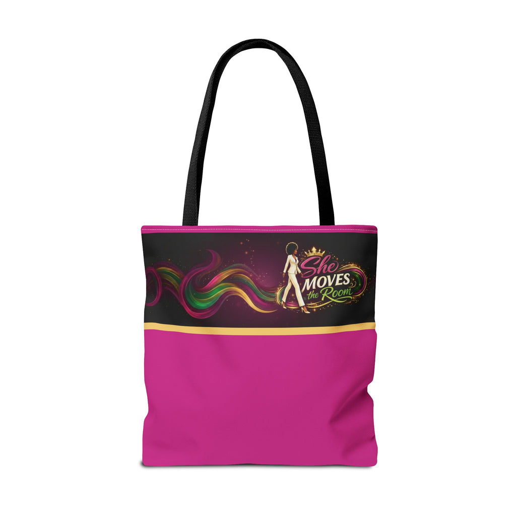 She Moves the Room Tote Bag | Afro Disco Woman Graphic