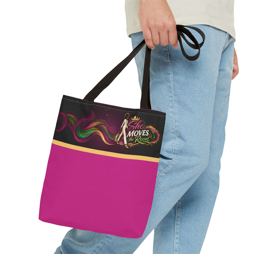 She Moves the Room Tote Bag | Afro Disco Woman Graphic